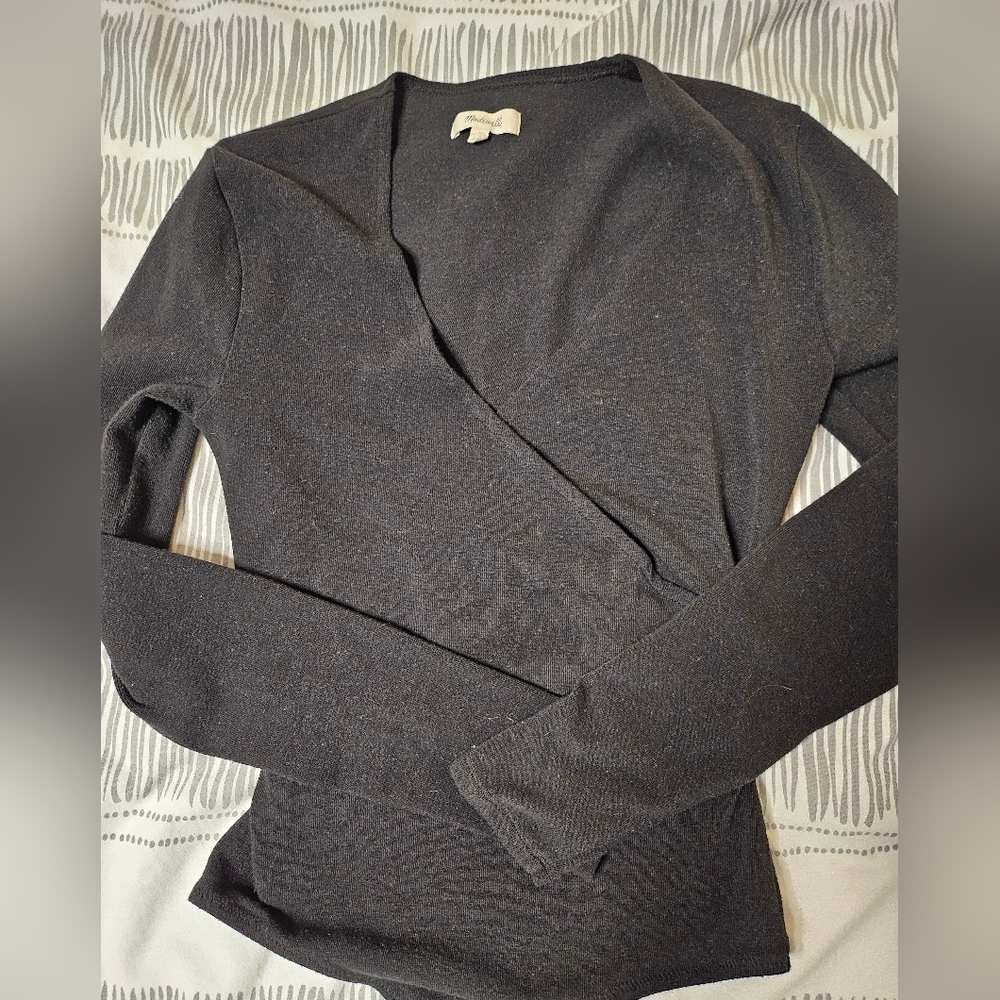 Madewell Black wrap sweater bodysuit Size Small